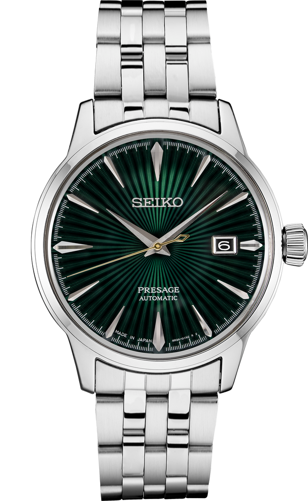 seiko green dial dress SEIKO PRESAGE GREEN "MOCKINGBIRD" AUTOMATIC COCKTAIL DRESS WATCH SRPE1– Grant Pacific